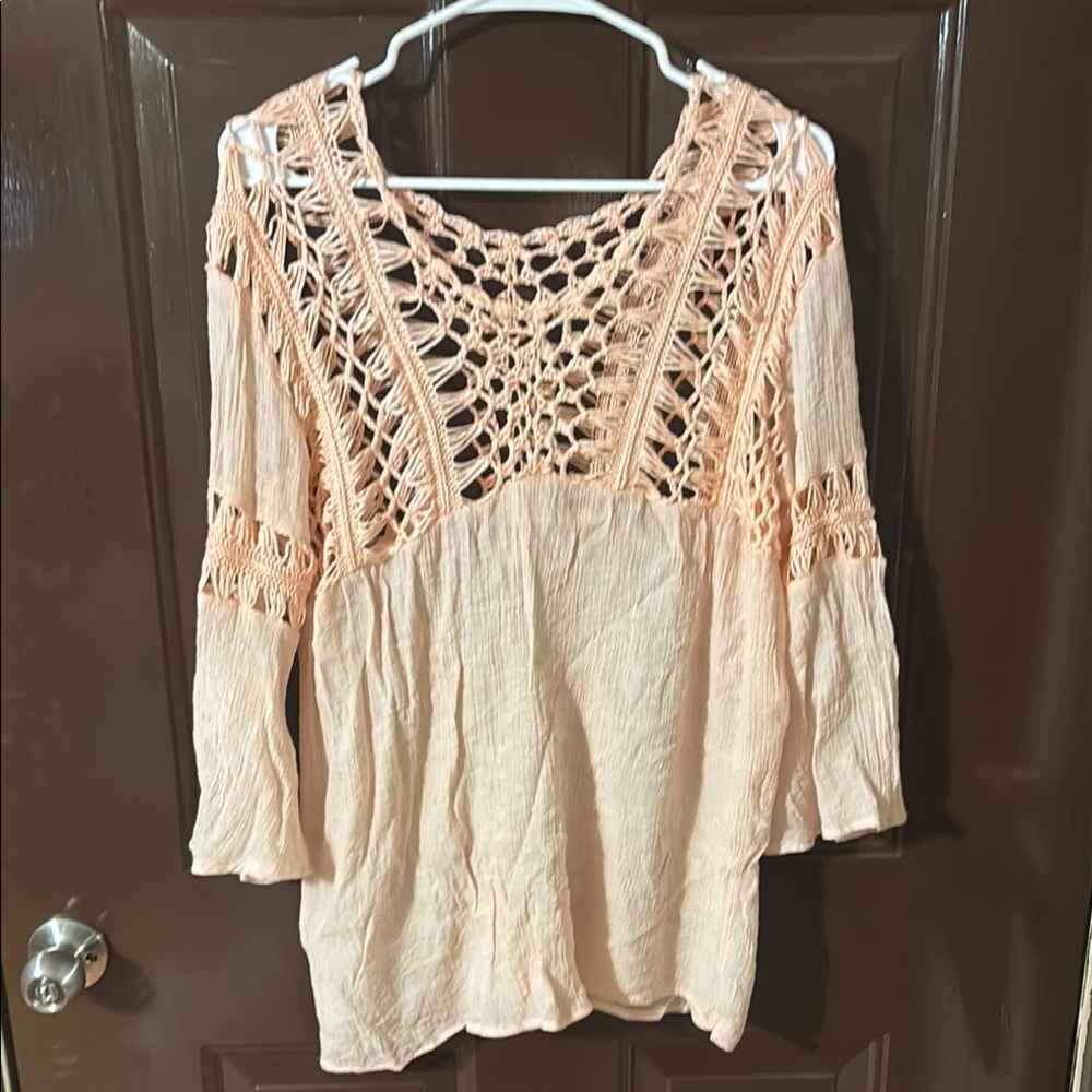 Peach Crochet Women's Top